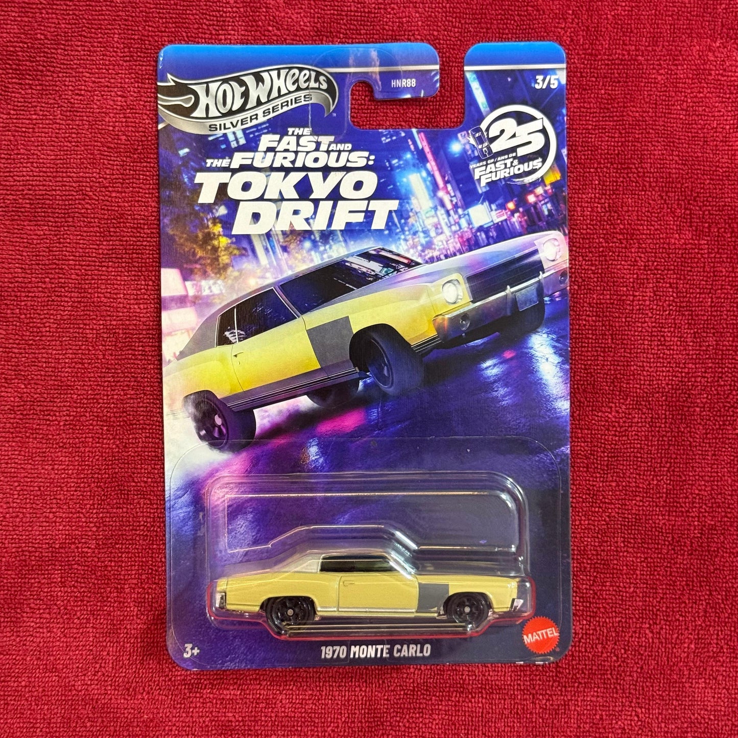 Product Name: 1970 Monte Carlo (Imported) | The Fast and Furious Tokyo Drift | Hot Wheels Silver Series

🔹 Specifications

Brand: Hot Wheels
Case: Hot Wheels Silver Series | The Fast and Furious Tokyo Drift | (Imported)
Scale: 1:64
Material: Metal body&nbsp;
Packaging: Standard global Hot Wheels Premium card
Age: 3+ years