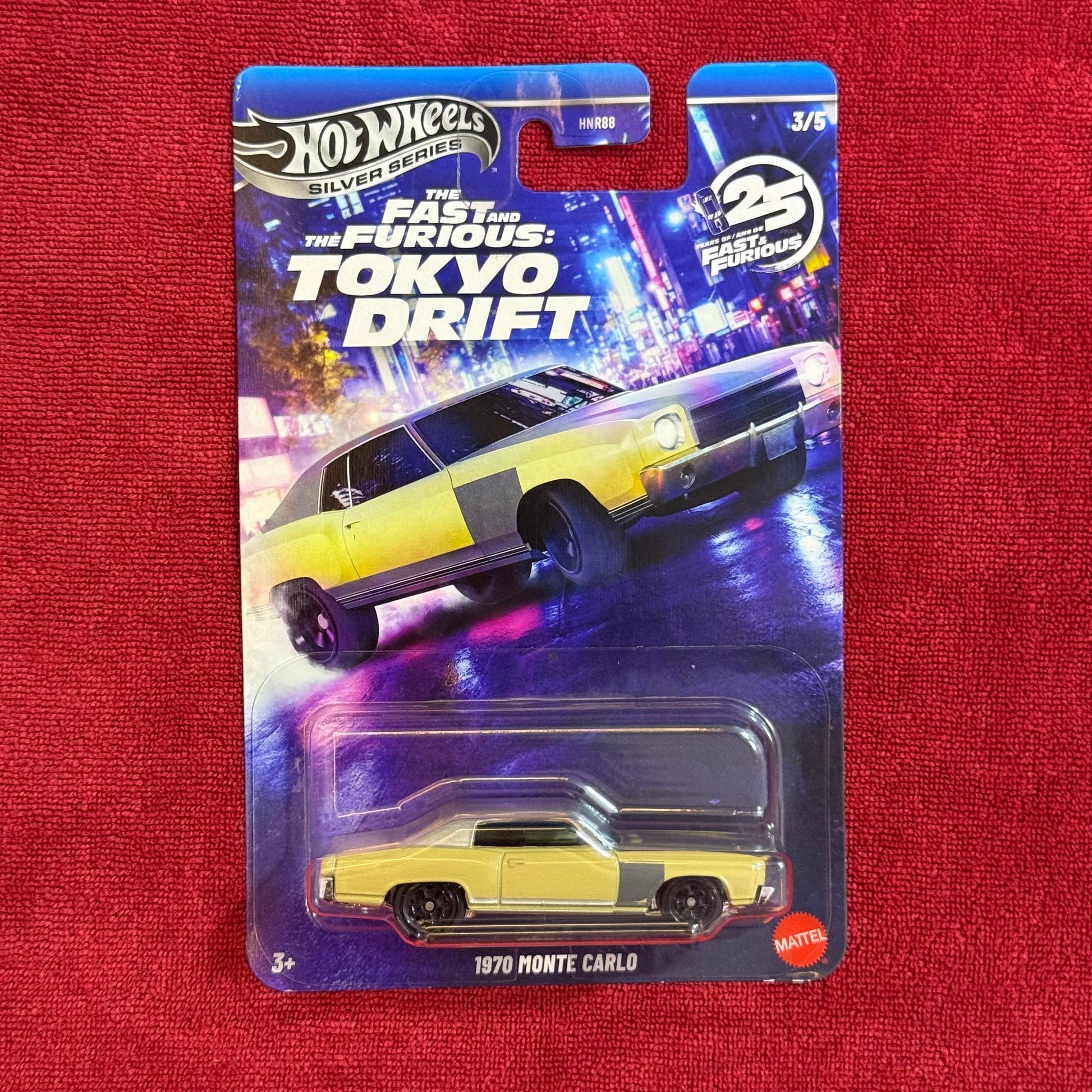 Product Name: 1970 Monte Carlo (Imported) | The Fast and Furious Tokyo Drift | Hot Wheels Silver Series

🔹 Specifications

Brand: Hot Wheels
Case: Hot Wheels Silver Series | The Fast and Furious Tokyo Drift | (Imported)
Scale: 1:64
Material: Metal body&nbsp;
Packaging: Standard global Hot Wheels Premium card
Age: 3+ years