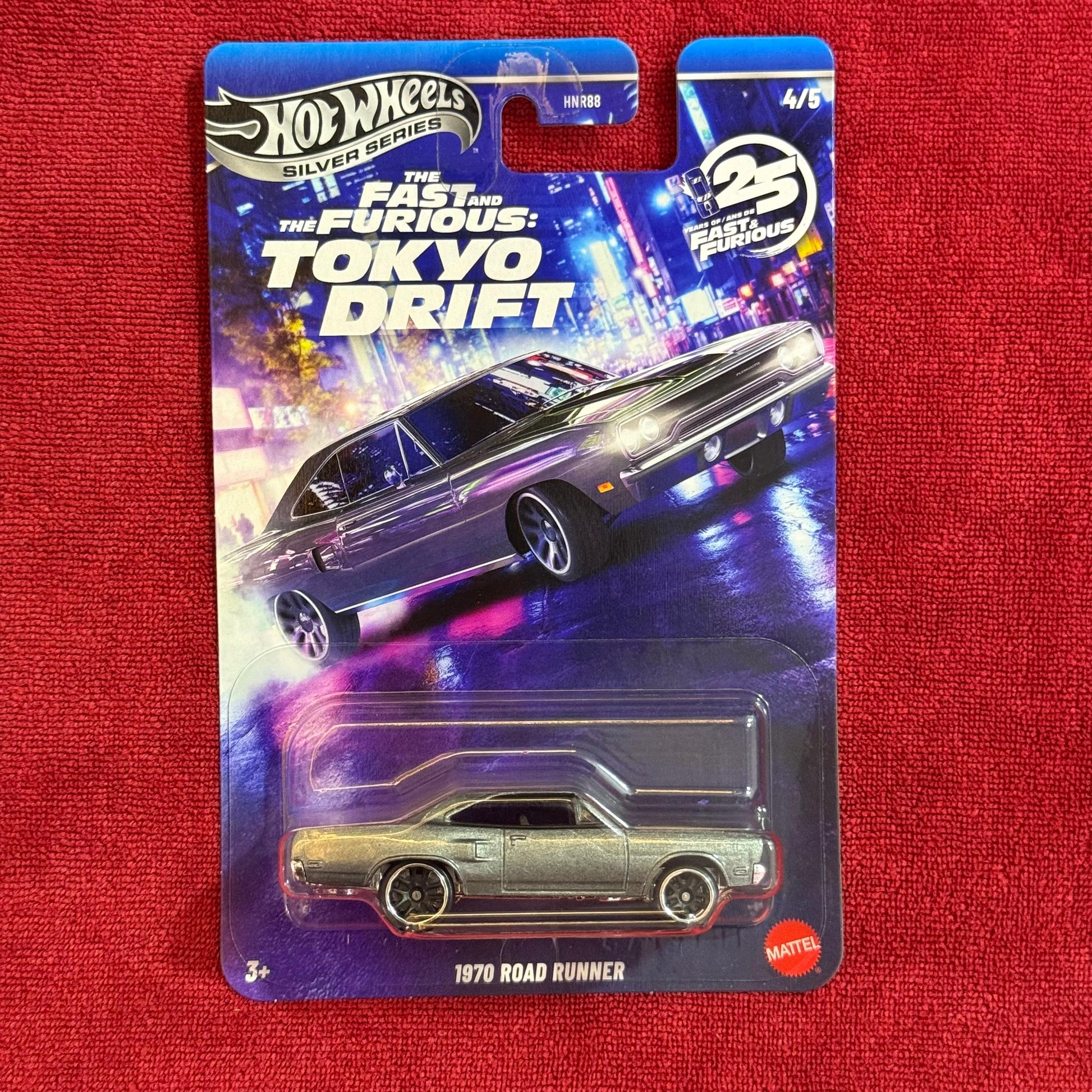 Product Name:1970 Road Runner (Imported) The Fast and Furious Tokyo Drift | Hot Wheels Silver Series

🔹 Specifications

Brand: Hot Wheels
Case: Hot Wheels Silver Series | The Fast and Furious Tokyo Drift | (Imported)
Scale: 1:64
Material: Metal body&nbsp;
Packaging: Standard global Hot Wheels Premium card
Age: 3+ years