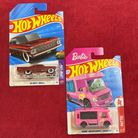 59 CHEVY® IMPALA™ & BARBIE DREAM CAMPER / ROULOTTE (IMPORTED) | HotWheels 2026 Case A