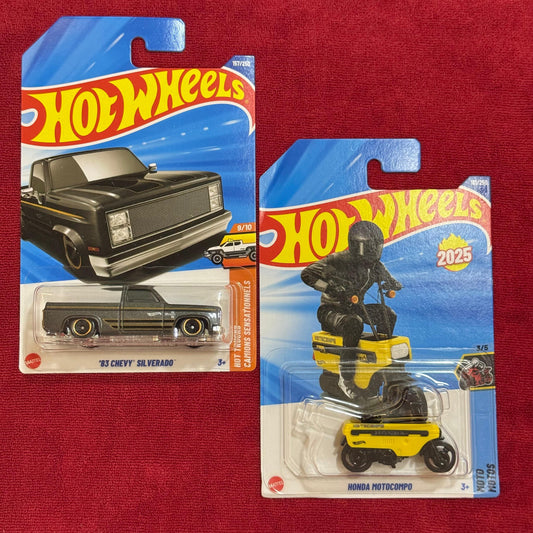83 CHEVY SILVERADO & HONDA MOTOCOMPO (IMPORTED) | Hotwheels 2026 Case A